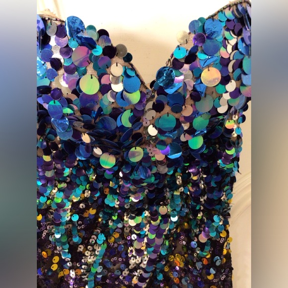 Sequin Evening Gown in Blue and Gold Size 2 - Picture 1 of 8